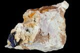 Large Azurite Crystal on Druzy Quartz - Morocco #74684-2